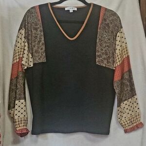 Anthropologie THML NWOT Womens Ashton Black Top S Flutter Long Sleeve
